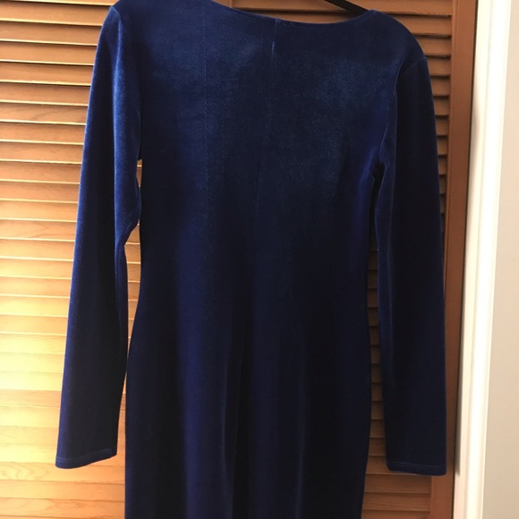 Vintage Blue Velvet Dress - Picture 3 of 4